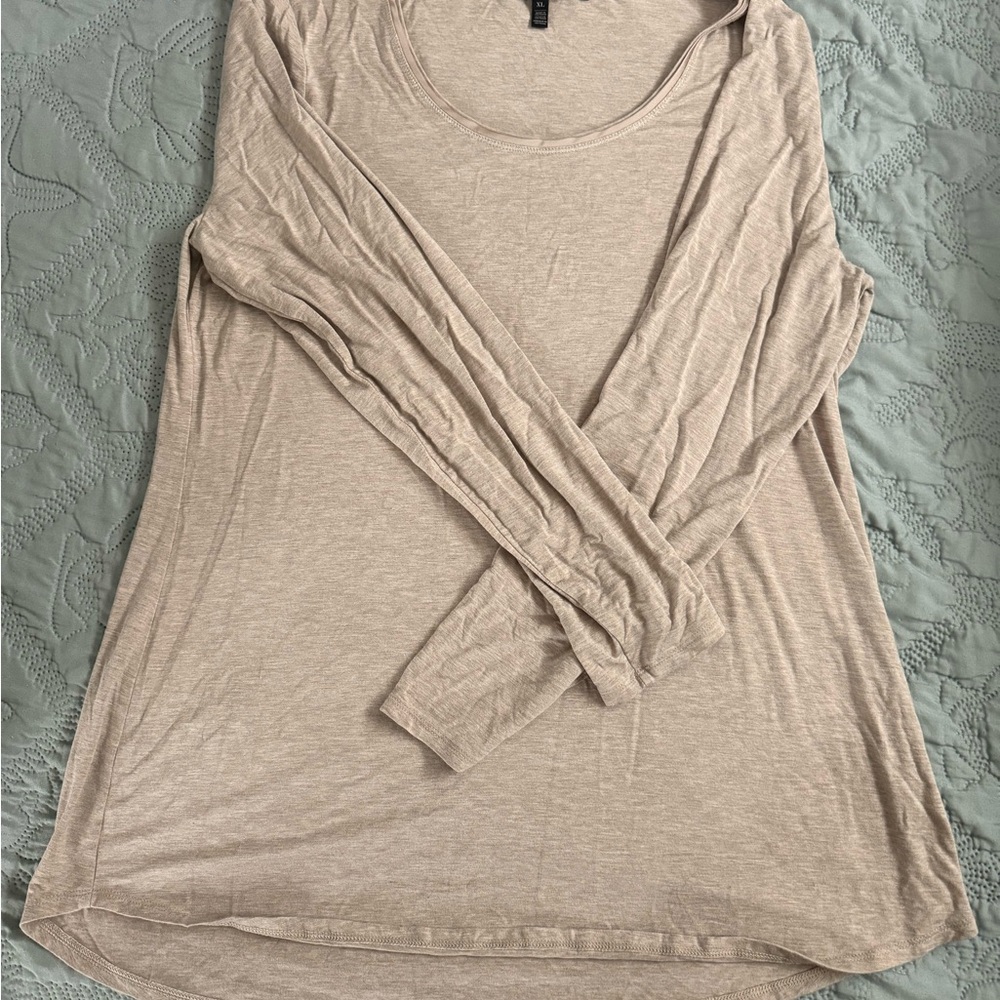 White House Black Market Beige Long Sleeve Tunic Women's Top
